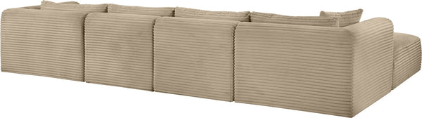 Meridian Furniture Shaggy Taupe Corduroy Modular Sectional Sofa with Stain Resistant Performance Fabric 641Taupe-Sec5E