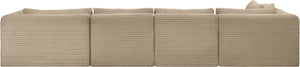 Meridian Furniture Shaggy Five Piece Modular Sectional Wide Wale Corduroy Performance Fabric Living Room 641Taupe-Sec5F