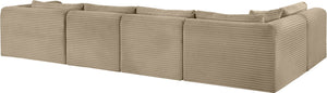Meridian Furniture Shaggy Five Piece Modular Sectional Wide Wale Corduroy Performance Fabric Living Room 641Taupe-Sec5F