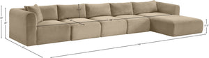 Meridian Furniture Shaggy Five Piece Modular Sectional Taupe Corduroy Fabric Plush Cozy Living Room 641Taupe-Sec5G