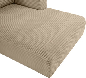 Meridian Furniture Shaggy Five Piece Modular Sectional Taupe Corduroy Fabric Plush Cozy Living Room 641Taupe-Sec5G