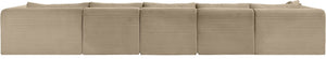 Meridian Furniture Shaggy Five Piece Modular Sectional Taupe Corduroy Fabric Plush Cozy Living Room 641Taupe-Sec5G