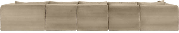 Meridian Furniture Shaggy Five Piece Modular Sectional Taupe Corduroy Fabric Plush Cozy Living Room 641Taupe-Sec5G