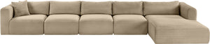 Meridian Furniture Shaggy Five Piece Modular Sectional Taupe Corduroy Fabric Plush Cozy Living Room 641Taupe-Sec5G