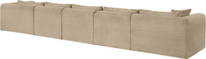 Meridian Furniture Shaggy Five Piece Modular Sectional Taupe Corduroy Fabric Plush Cozy Living Room 641Taupe-Sec5G