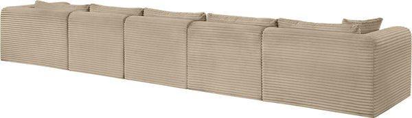 Meridian Furniture Shaggy Five Piece Modular Sectional Taupe Corduroy Fabric Plush Cozy Living Room 641Taupe-Sec5G