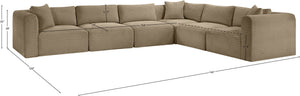 Meridian Furniture Shaggy Six Piece Modular Sectional Plush Corduroy Upholstered Living Room Seating 641Taupe-Sec6A