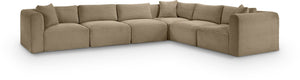Meridian Furniture Shaggy Six Piece Modular Sectional Plush Corduroy Upholstered Living Room Seating 641Taupe-Sec6A