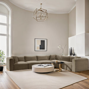 Meridian Furniture Shaggy Six Piece Modular Sectional Plush Corduroy Upholstered Living Room Seating 641Taupe-Sec6A