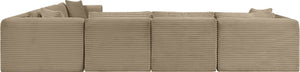 Meridian Furniture Shaggy Six Piece Modular Sectional Plush Corduroy Upholstered Living Room Seating 641Taupe-Sec6A