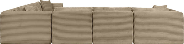 Meridian Furniture Shaggy Six Piece Modular Sectional Plush Corduroy Upholstered Living Room Seating 641Taupe-Sec6A