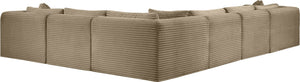 Meridian Furniture Shaggy Six Piece Modular Sectional Plush Corduroy Upholstered Living Room Seating 641Taupe-Sec6A