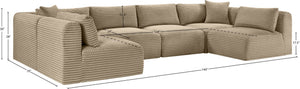 Meridian Furniture Shaggy Six Piece Modular Sectional Taupe Corduroy Upholstered Living Room Sofa Set 641Taupe-Sec6B