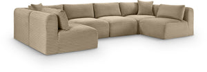 Meridian Furniture Shaggy Six Piece Modular Sectional Taupe Corduroy Upholstered Living Room Sofa Set 641Taupe-Sec6B