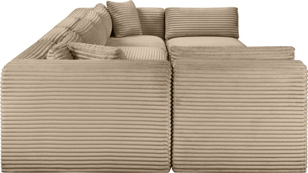 Meridian Furniture Shaggy Six Piece Modular Sectional Taupe Corduroy Upholstered Living Room Sofa Set 641Taupe-Sec6B