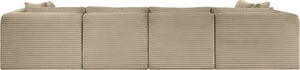 Meridian Furniture Shaggy Six Piece Modular Sectional Taupe Corduroy Upholstered Living Room Sofa Set 641Taupe-Sec6B