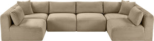 Meridian Furniture Shaggy Six Piece Modular Sectional Taupe Corduroy Upholstered Living Room Sofa Set 641Taupe-Sec6B