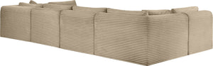 Meridian Furniture Shaggy Six Piece Modular Sectional Taupe Corduroy Upholstered Living Room Sofa Set 641Taupe-Sec6B