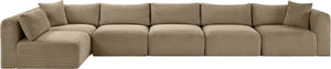 Meridian Furniture Shaggy Six Piece Modular Sectional Taupe Corduroy Performance Fabric Living Room Sofa 641Taupe-Sec6C