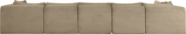 Meridian Furniture Shaggy Six Piece Modular Sectional Taupe Corduroy Performance Fabric Living Room Sofa 641Taupe-Sec6C