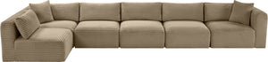 Meridian Furniture Shaggy Six Piece Modular Sectional Taupe Corduroy Performance Fabric Living Room Sofa 641Taupe-Sec6C
