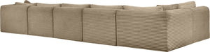 Meridian Furniture Shaggy Six Piece Modular Sectional Taupe Corduroy Performance Fabric Living Room Sofa 641Taupe-Sec6C