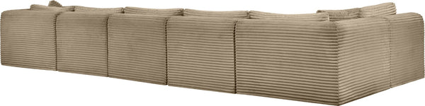 Meridian Furniture Shaggy Six Piece Modular Sectional Taupe Corduroy Performance Fabric Living Room Sofa 641Taupe-Sec6C