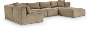 Meridian Furniture Shaggy Taupe Corduroy Six Piece Modular Sectional Plush Performance Fabric Living Room 641Taupe-Sec6D