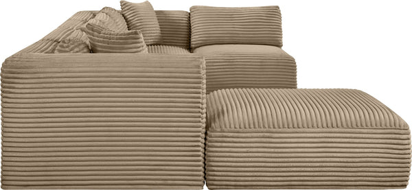 Meridian Furniture Shaggy Taupe Corduroy Six Piece Modular Sectional Plush Performance Fabric Living Room 641Taupe-Sec6D