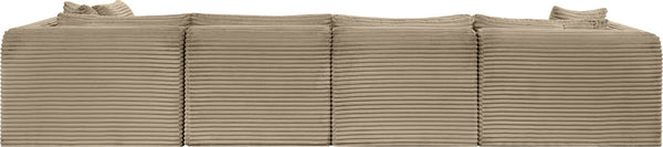 Meridian Furniture Shaggy Taupe Corduroy Six Piece Modular Sectional Plush Performance Fabric Living Room 641Taupe-Sec6D