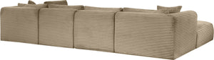 Meridian Furniture Shaggy Taupe Corduroy Six Piece Modular Sectional Plush Performance Fabric Living Room 641Taupe-Sec6D