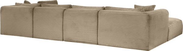 Meridian Furniture Shaggy Taupe Corduroy Six Piece Modular Sectional Plush Performance Fabric Living Room 641Taupe-Sec6D