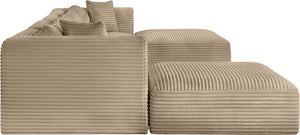 Meridian Furniture Shaggy Six Piece Modular Sectional Plush Corduroy Performance Fabric for Large Living Rooms 641Taupe-Sec6E