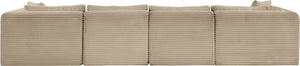 Meridian Furniture Shaggy Six Piece Modular Sectional Plush Corduroy Performance Fabric for Large Living Rooms 641Taupe-Sec6E