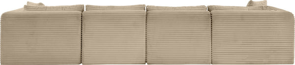 Meridian Furniture Shaggy Six Piece Modular Sectional Plush Corduroy Performance Fabric for Large Living Rooms 641Taupe-Sec6E