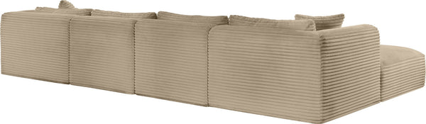 Meridian Furniture Shaggy Six Piece Modular Sectional Plush Corduroy Performance Fabric for Large Living Rooms 641Taupe-Sec6E