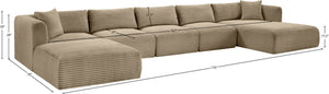 Meridian Furniture Shaggy Six Piece Modular Sectional Plush Corduroy Performance Fabric Taupe Living Room 641Taupe-Sec6F