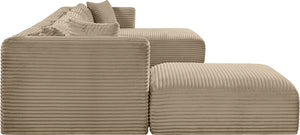 Meridian Furniture Shaggy Six Piece Modular Sectional Plush Corduroy Performance Fabric Taupe Living Room 641Taupe-Sec6F