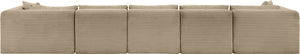 Meridian Furniture Shaggy Six Piece Modular Sectional Plush Corduroy Performance Fabric Taupe Living Room 641Taupe-Sec6F