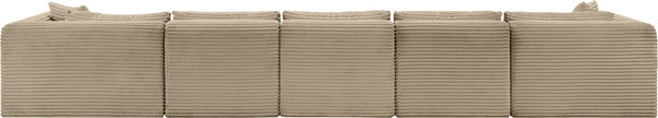 Meridian Furniture Shaggy Six Piece Modular Sectional Plush Corduroy Performance Fabric Taupe Living Room 641Taupe-Sec6F