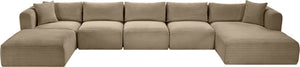 Meridian Furniture Shaggy Six Piece Modular Sectional Plush Corduroy Performance Fabric Taupe Living Room 641Taupe-Sec6F
