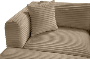 Meridian Furniture Shaggy Six Piece Modular Sectional Plush Corduroy Performance Fabric Taupe Living Room 641Taupe-Sec6F