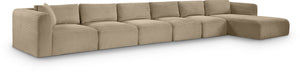 Meridian Furniture Shaggy Six Piece Modular Sectional Corduroy Upholstered Plush Taupe Living Room Sofa 641Taupe-Sec6G