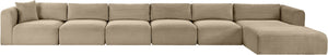 Meridian Furniture Shaggy Six Piece Modular Sectional Corduroy Upholstered Plush Taupe Living Room Sofa 641Taupe-Sec6G