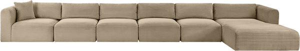 Meridian Furniture Shaggy Six Piece Modular Sectional Corduroy Upholstered Plush Taupe Living Room Sofa 641Taupe-Sec6G