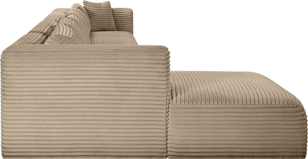 Meridian Furniture Shaggy Six Piece Modular Sectional Corduroy Upholstered Plush Taupe Living Room Sofa 641Taupe-Sec6G