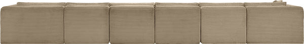 Meridian Furniture Shaggy Six Piece Modular Sectional Corduroy Upholstered Plush Taupe Living Room Sofa 641Taupe-Sec6G