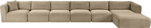 Meridian Furniture Shaggy Six Piece Modular Sectional Corduroy Upholstered Plush Taupe Living Room Sofa 641Taupe-Sec6G