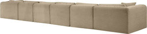Meridian Furniture Shaggy Six Piece Modular Sectional Corduroy Upholstered Plush Taupe Living Room Sofa 641Taupe-Sec6G
