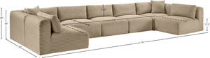 Meridian Furniture Shaggy 7 Piece Modular Sectional Taupe Corduroy Performance Fabric Living Room Sofa 641Taupe-Sec7A